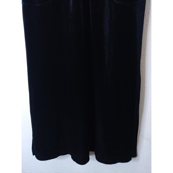 Thalia Sodi Intimates Black V-Neck Embroidered Velvet Long Sleeve Midi Dress M - Picture 5 of 12
